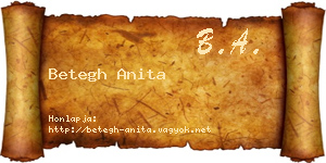 Betegh Anita névjegykártya